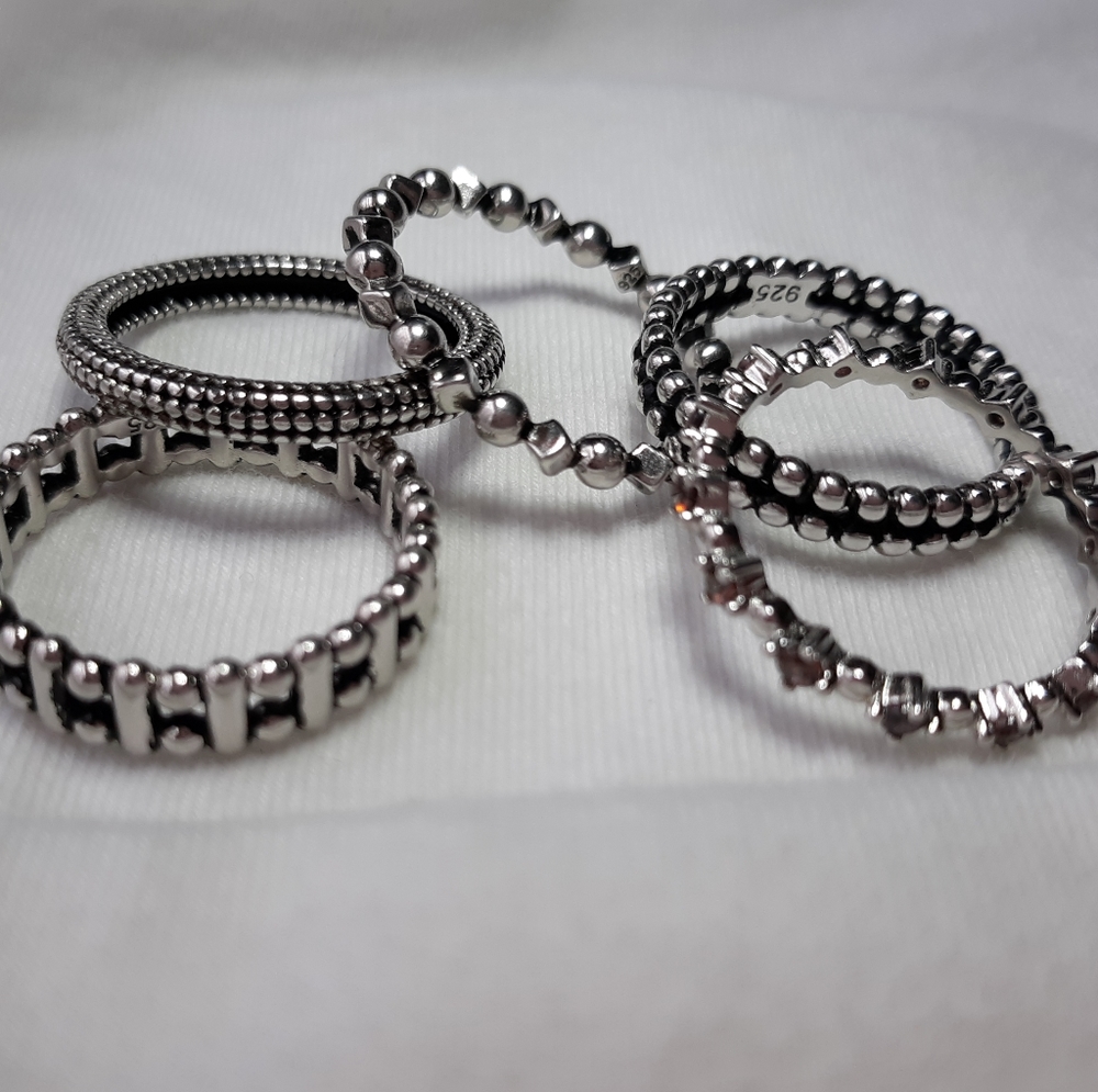 Sterling 5pc Stacking Ring Set